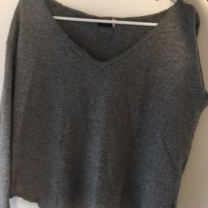BDG Gray oversized v-neck long sleeve